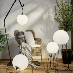 STAR TRADING Lampe de terrasse Mallorca 95 cm noir/blanc plastique/métal^ Luminaires De Terrasse