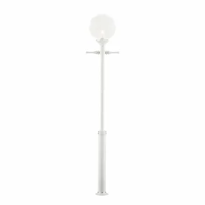 Konstsmide Lampe mât Orion blanc abat-jour sphère transparent^ Lampadaires D'Extérieur
