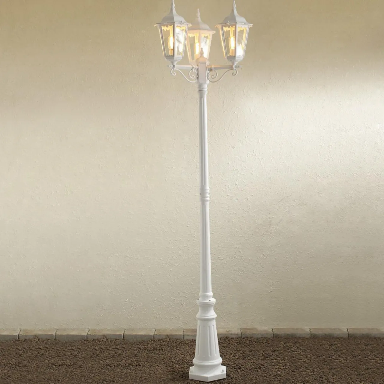 lampe_pour_mt_firenze___lampe_blanche_0-1.webp Konstsmide Lampe pour mât Firenze à 3 lampe, blanche^ Lampadaires D'Extérieur