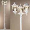 ORION Lampe pour mât Puchberg 3 l, 255 cm, blanche-dorée^ Lampadaires D'Extérieur