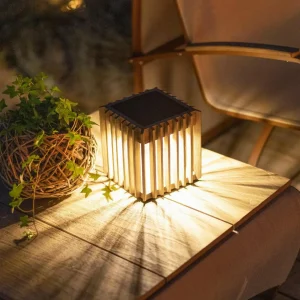 Les Jardins Lampe solaire de table à LED Verti, gris teck, 3.000 K, 300 lm^ Lampes Décoratives