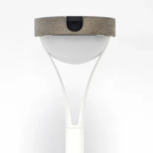 Les Jardins Lampe solaire de table LED Tyble, blanc / teck, 2.700 K, 200 lm^ Lampes Décoratives