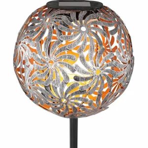 Globo Lampe solaire LED 33632 à sphère métal, argentée^ Lampes Décoratives