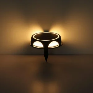 Globo Lampe solaire LED 36506, piquet de terre, applique murale, noir, aluminium^ Lampes Solaires Décoratives
