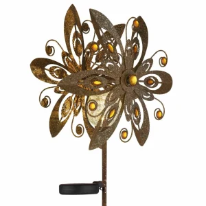 Globo Lampe solaire LED 36578, piquet de terre, brun rouille, métal, verre^ Lampes Décoratives