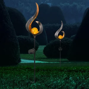 Globo Lampe solaire LED 33465, piquet de terre, couleur bronze, métal, verre^ Lampes Décoratives