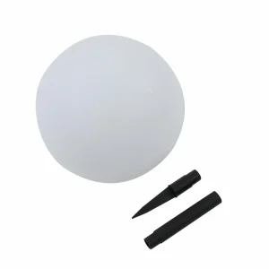 Lindby Lampe solaire LED Lago, Ø 30 cm, boule, piquet de terre, blanc^ Lampes Décoratives