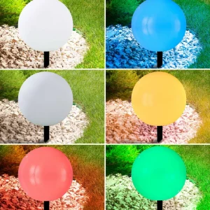 Lindby Lampe solaire LED Lago, Ø 30 cm, boule, piquet de terre, blanc^ Lampes Décoratives