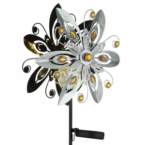 Globo Lampe solaire LED 36578S, piquet de terre, argent/noir, métal^ Lampes Décoratives