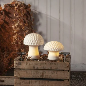 STAR TRADING Lampe solaire LED Sandy, 24 cm, blanc, plastique, forme de champignon^ Lumière De Noël