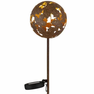 Globo Lampe sur piquet LED solaire 36747, boule, brun rouille, métal^ Lampes Décoratives