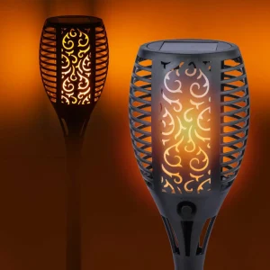 Globo Lampe sur piquet LED solaire 33077 Torche, noir, plastique^ Lampes Décoratives
