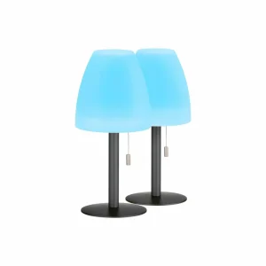 FH Lighting Lampe table batterie LED Fiumara noire/blanche x2^ Lampes Décoratives