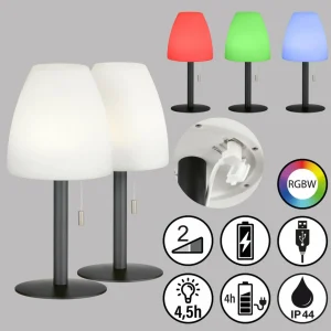 FH Lighting Lampe table batterie LED Fiumara noire/blanche x2^ Lampes Décoratives