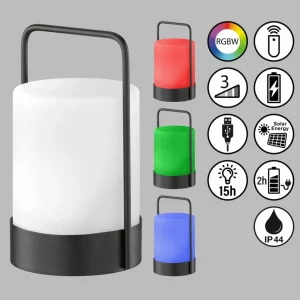 FH Lighting Lampe table batterie LED solaire Casoli, 20 cm^ Lampes Décoratives