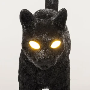 SELETTI Lampe table déco LED Jobby The Cat, noire^ Lampes Décoratives