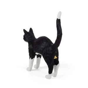 SELETTI Lampe table déco LED Jobby The Cat, noire/blanche^ Lampes Décoratives