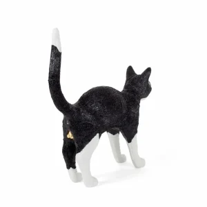 SELETTI Lampe table déco LED Jobby The Cat, noire/blanche^ Lampes Décoratives
