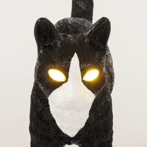 SELETTI Lampe table déco LED Jobby The Cat, noire/blanche^ Lampes Décoratives