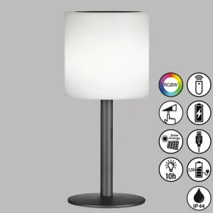 FH Lighting Lampe table solaire LED Lesina, noir sable/blanche^ Lampes Décoratives