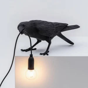 SELETTI Lampe terrasse déco LED Bird Lamp jouant noir^ Lampes Décoratives