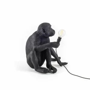 SELETTI Lampe terrasse déco LED Monkey Lamp assise noir^ Lampes Décoratives