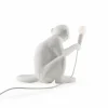 SELETTI Lampe terrasse déco LED Monkey Lamp blanc assise^ Lampes Décoratives
