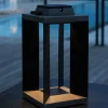 Les Jardins Lanterne solaire à LED Teckinox, teck/acier, 45,5cm^ Lampes Décoratives