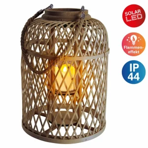 Näve Lanterne solaire LED Panier, bambou, 38 cm, brune^ Lampes Décoratives