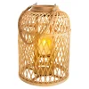 Näve Lanterne solaire LED Panier bambou 38 cm naturel^ Lampes Décoratives