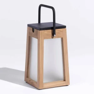 Les Jardins Lanterne solaire LED Tecka portable, teck 25 cm^ Lampes Décoratives