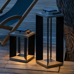 Les Jardins Lanterne solaire Teckalu, Duratek/alu noir 65,5 cm^ Lampes Décoratives
