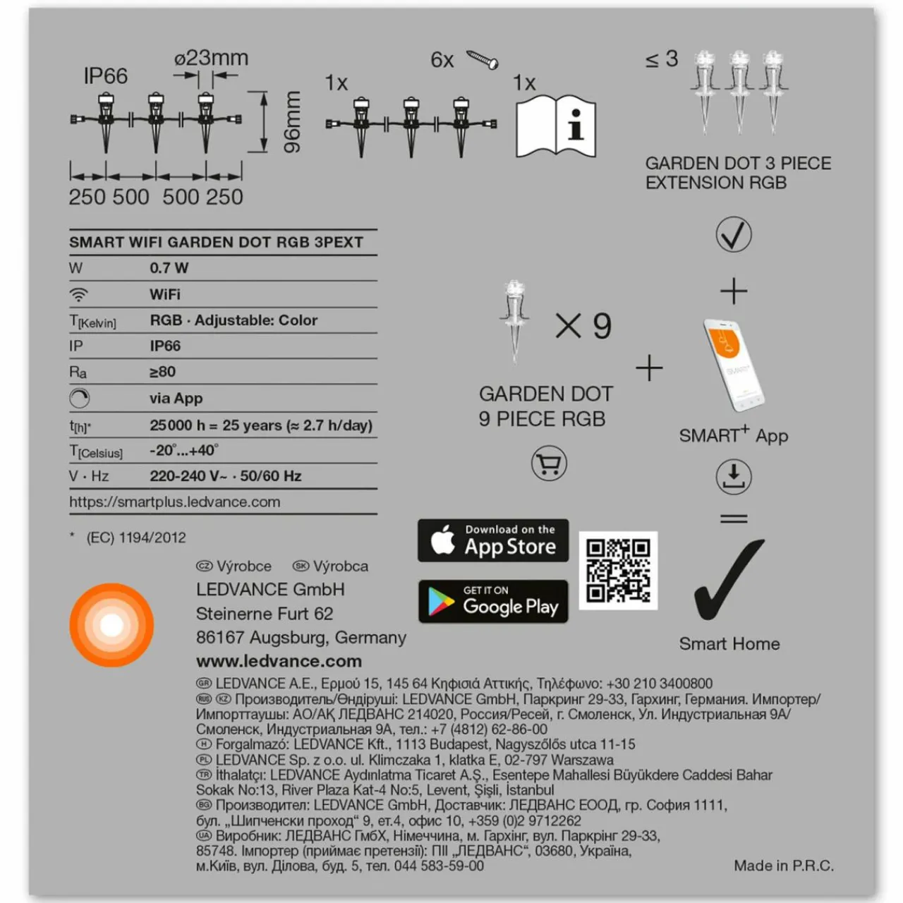 ledvance_smart_wifi_garden_dot_spot__extensions_4.webp LEDVANCE SMART+ WiFi Garden Dot Spot, 3 extensions^ Lampes Décoratives