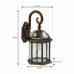 Lindby applique d'extérieur Adelisa, or antique, aluminium, hauteur 39 cm^ Appliques Murales Extérieures