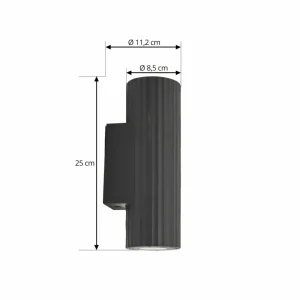 Lindby applique d'extérieur Christa, gris, béton, 25cm,Rifellung^ Luminaires De Terrasse