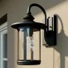 Lindby applique d'extérieur Zayn, noir, verre, hauteur 33,4 cm^ Appliques Murales Extérieures