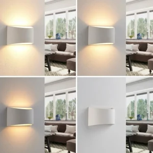 Lindby applique murale Heiko, set de 2, up/down, plâtre, blanc^ Appliques Murales Extérieures