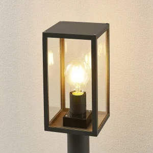 Lindby Filimon borne lumineuse, gris foncé, E27^ Bornes Éclairage Extérieur