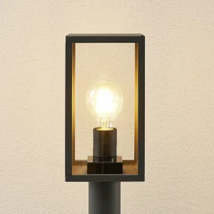 Lindby Filimon borne lumineuse, gris foncé, E27^ Bornes Éclairage Extérieur