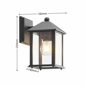 Lindby Giavanna applique d'extérieur, 23,3 cm, anthracite, verre^ Appliques Murales Extérieures