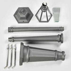 Lindby lampadaire d'extérieur Edana, gris, aluminium, 211 cm^ Lampadaires D'Extérieur