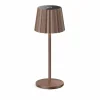 Lindby lampe à poser LED rechargeable Esali, marron, rainures, aluminium,^ Lampes Décoratives