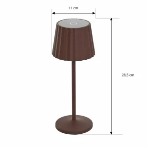 Lindby lampe à poser LED rechargeable Esali, marron, rainures, aluminium,^ Lampes Décoratives