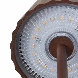 Lindby lampe à poser LED rechargeable Esali, marron, rainures, aluminium,^ Lampes Décoratives