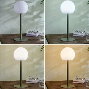 Lindby lampe de table LED d'extérieur Eleia, vert, métal, batterie^ Lampes Décoratives