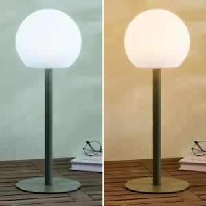Lindby lampe de table LED d'extérieur Eleia, vert, métal, batterie^ Lampes Décoratives