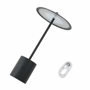 Lindby lampe de table LED rechargeable Ayva, noir, aluminium, IP44^ Lampes Décoratives