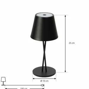 Lindby lampe de table LED rechargeable Janea CROSS, noir, métal^ Lampes Décoratives