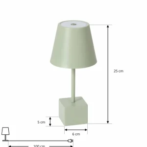 Lindby lampe de table LED rechargeable Janea CUBE, vert, métal^ Lampes Décoratives