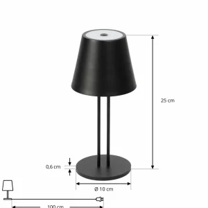 Lindby lampe de table LED rechargeable Janea TWIN, noir, métal^ Lampes Décoratives